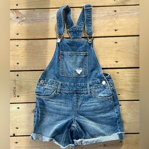 Levis Girls Denim “Shortall” Denim Bibs Size 8 Regular